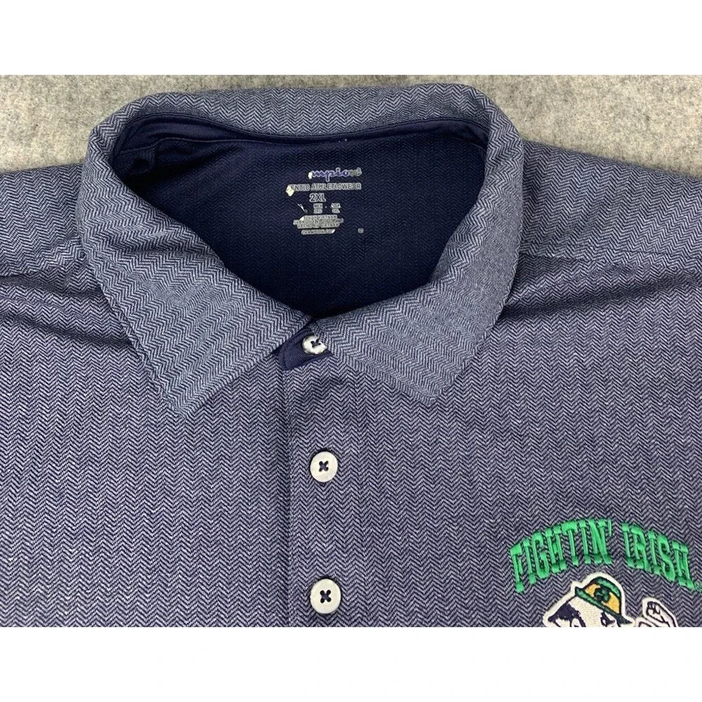 Notre Dame Fighting Irish Golf Polo Shirt, Champion, Navy Blue, Men’s Size 2XL